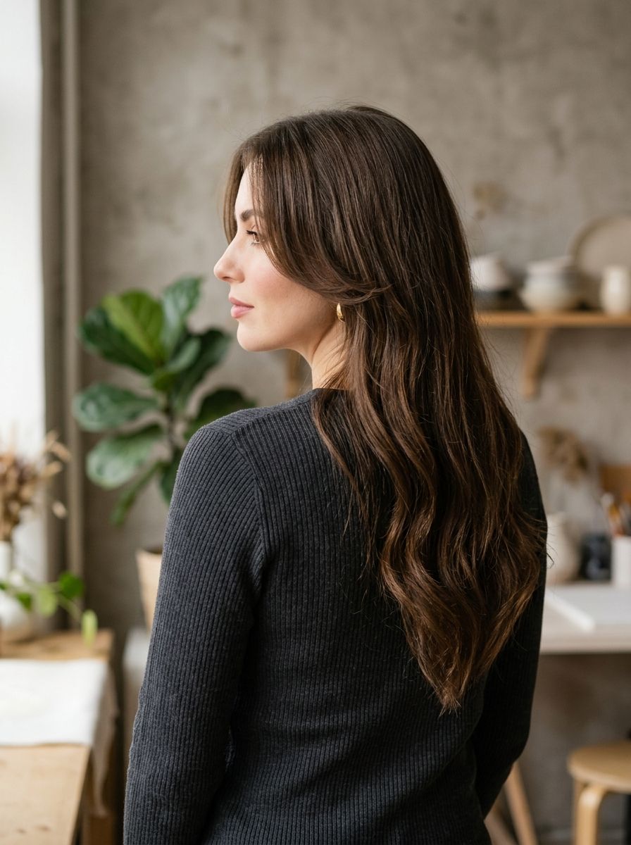 V Haarschnitt mit Face-Framing - V Haarschnitt lange Haare